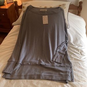Free people stormy gray light weight waffle shirt